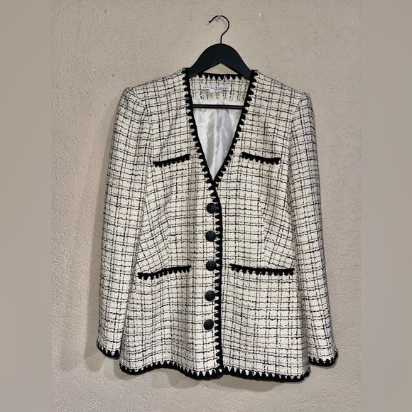 VERONICA BEARD | Albia Black & White Tweed Jacket Size: 8 - Picture 5 of 8